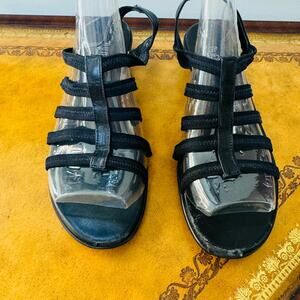 Munro American Comfort Fit Black Slip On Stretch Sandal Podiatrist Choice Sz 9 M